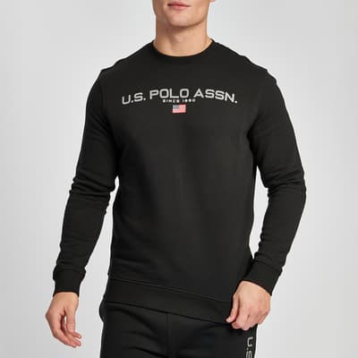 Black Chest Logo Cotton Blend Sweatshirt