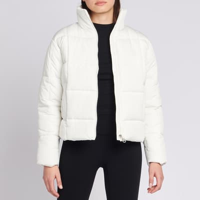 White Cropped Puffer Coat