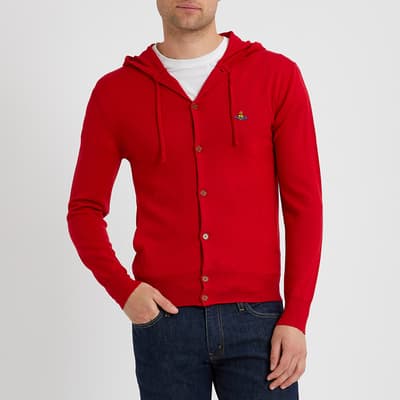 Red Hooded Knit Wool Jumper