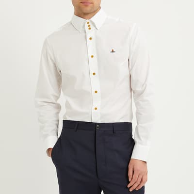 White Stretch Krall cotton Blend Shirt