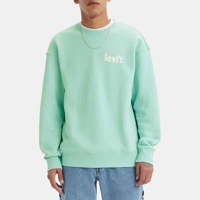 Turquoise Relaxed Cotton Blend Sweatshirt