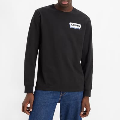Black Relaxed Long Sleeve Cotton Top