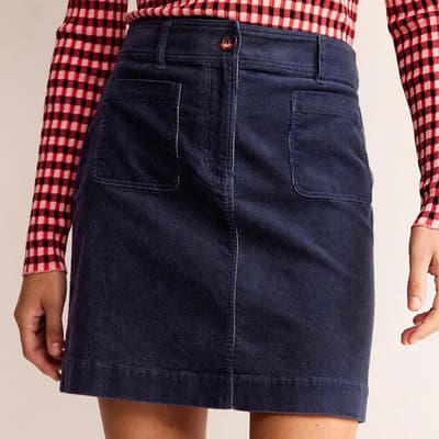 Navy Estella Cord Mini Skirt