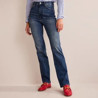 Blue High Rise True Straight Jeans