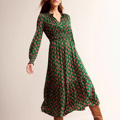 Green Rosanna Long Sleeve Tea Dress