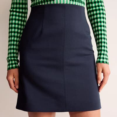 Navy Bi-Stretch Mini Skirt