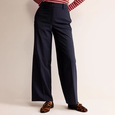 Navy Westbourne Wool Blend Trousers