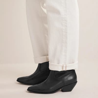 Black Western Leather Ankle Boots