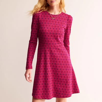Pink Jacquard A Line Dress