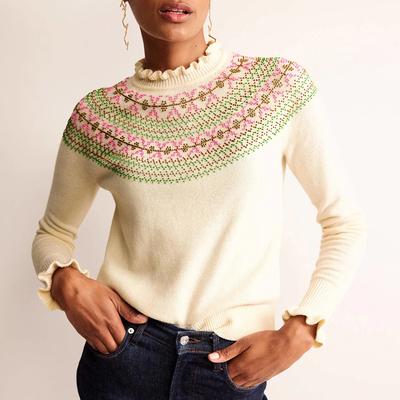Cream Embellished Wool Blend Jumper