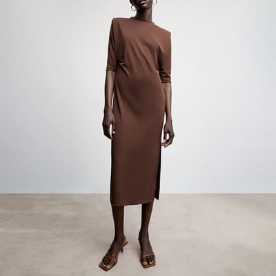 Brown Short-Sleeved Dress 