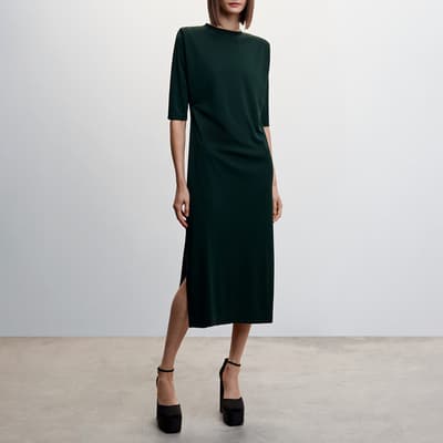 Dark Green Short-Sleeved Dress 