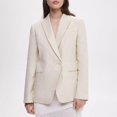 Vanilla Linen Button Blazer