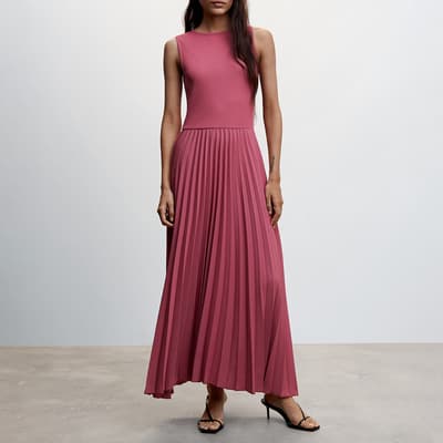 Pink Pleated Knitted Dress
