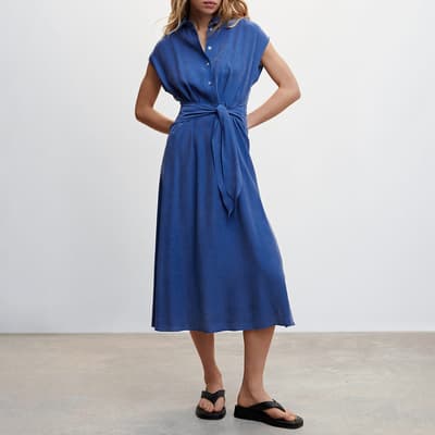 Blue Bow Shirt Dress