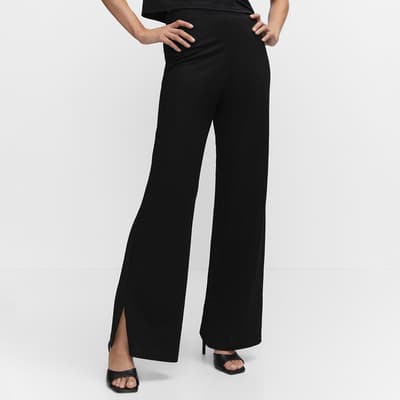 Black Straight Trousers With Openings