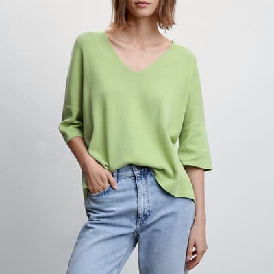 Green Oversized Jumper With Three-Quarter Sleeves