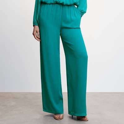 Turquoise Textured Palazzo Trousers