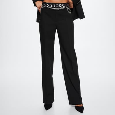 Black Straight Suit Trousers