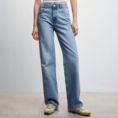 Medium Blue Wideleg Mid-Rise Jeans
