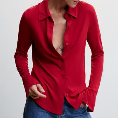Red Buttoned Flowy Shirt