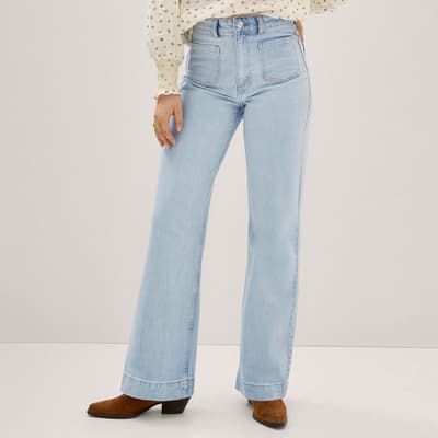 Bleach Blue Wideleg Jeans With Pockets