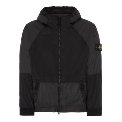 Black Nylon Hooded Jacket