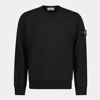 Black Crew Neck Cotton Sweatshirt