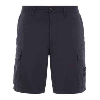 Navy Cargo Bermuda Cotton Blend Shorts