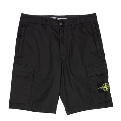 Black Cotton Blend Bermuda Shorts