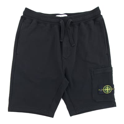 Black Cotton Jogger Bermuda Shorts