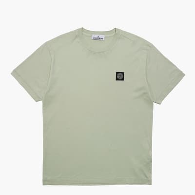 Sage Garment Dyed Neck Cotton T-Shirt