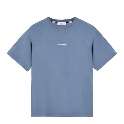 Mid Blue Small Logo Cotton T-Shirt