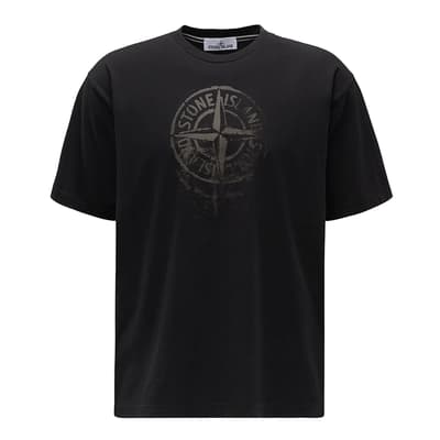 Black Compass Logo Cotton T-Shirt