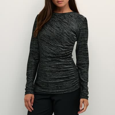 Grey Rouched Long Sleeve Top