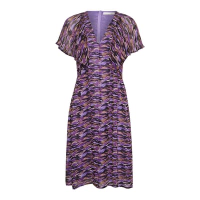 Purple Printed Midi Dress