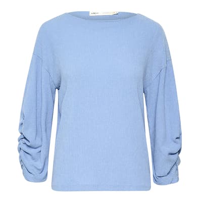 Light Blue Rouched Sweatshirt