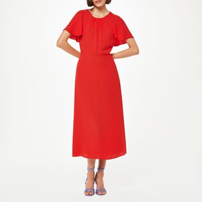 Red Annabelle Cape Sleeve Dress