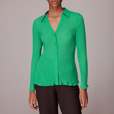 Green Penny Plisse Ribbed Top