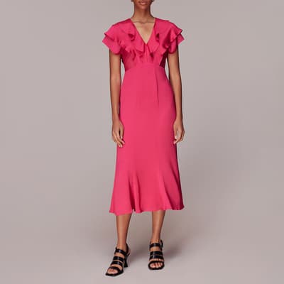 Pink Adeline Frill Midi Dress