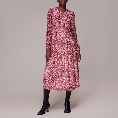 Pink Abstract Cheetah Midi Dress 