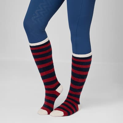 Navy/Red Sophie Stripe Fluffies Socks