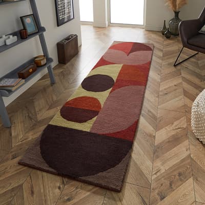 Decor Cosmo Red Pale Green Runner Rug, 67x230cm