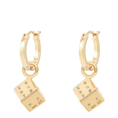 Gold Dice Charm Hoops
