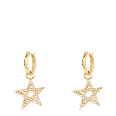 Gold Star Charm Hoops
