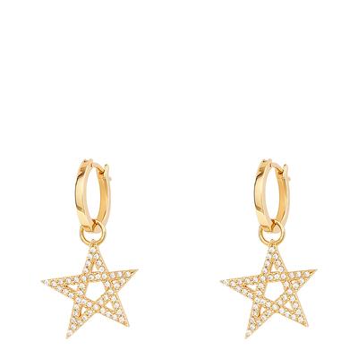 Gold Star Charm Hoops