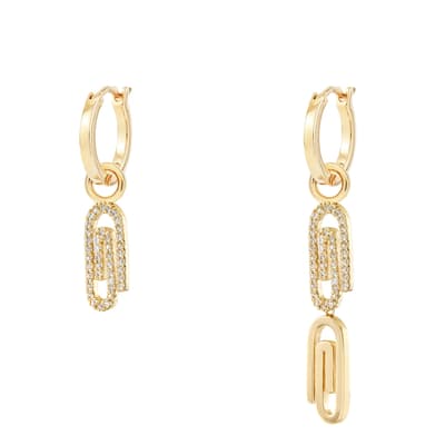 Gold Paperclip Charm Hoops