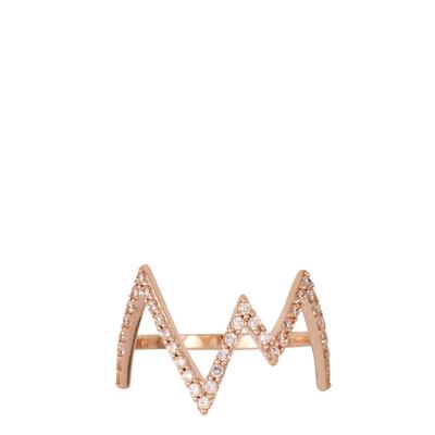 Gold Rose Gold Heartbeat Ring with Champagne Stones