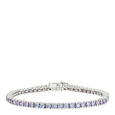 Silver Tennis Bracelet with Lilac Stones