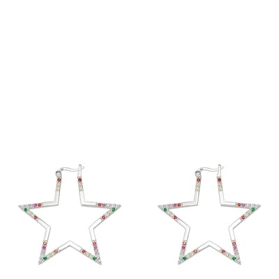 Silver Large Star Hoops